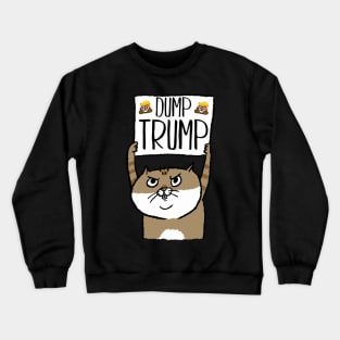 Funny Dump Trump Poop Emoticon Protest Cat Crewneck Sweatshirt